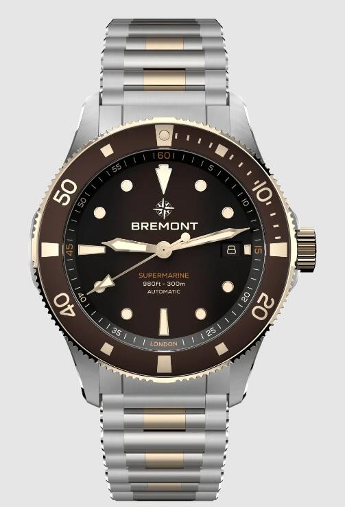 Best Bremont Supermarine 300m Date brown Dial steel Strap Replica Watch